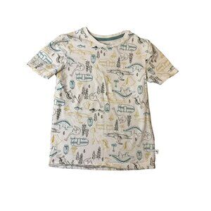 Tommy Bahama Boys Size Medium 7 8 White short Sleeve Tshirt Camping Fishing Prin